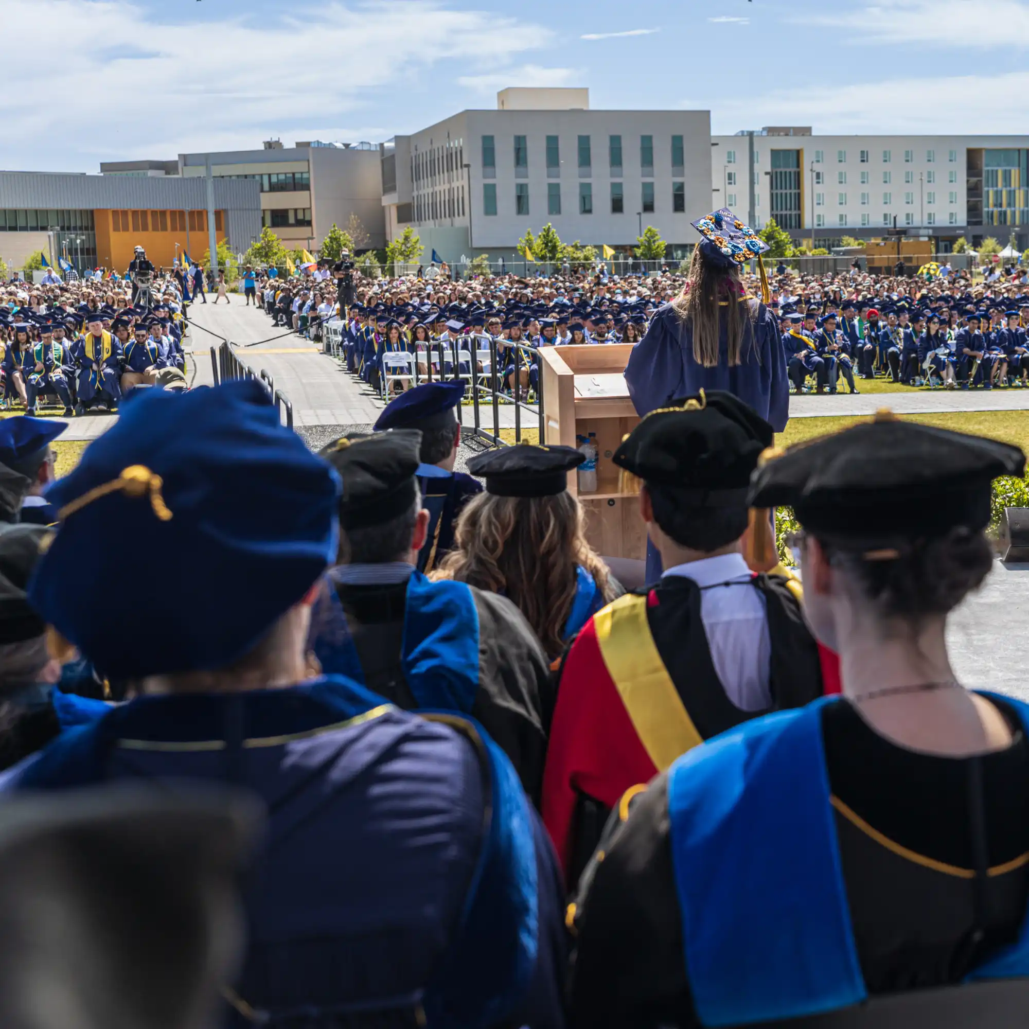 UC Merced’s graduating class during a commencement ceremony.